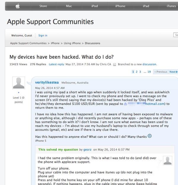 Apple Support forum