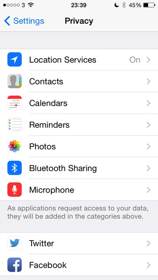 Privacy settings
