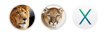 OS X Lion Mountain Lion Mavericks logos