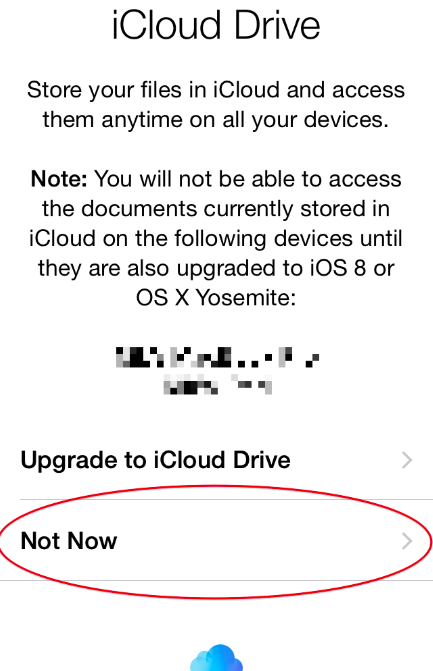 iCloud Drive upgrade option