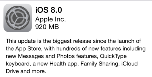 iOS 8 update 