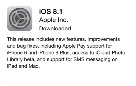 iOS 8.1 update notice