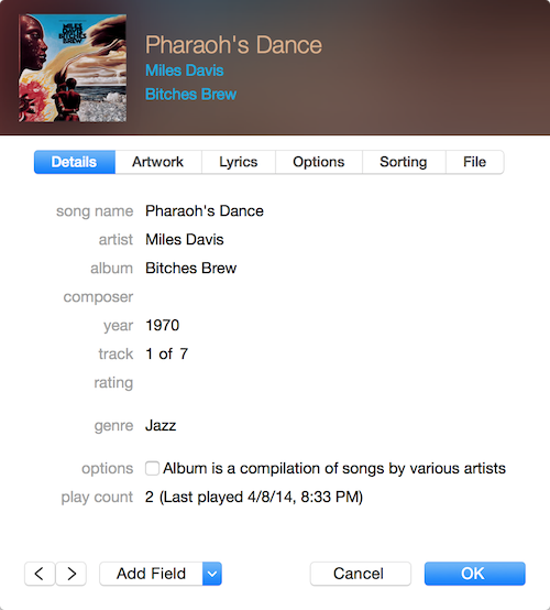 iTunes 12 new Info window