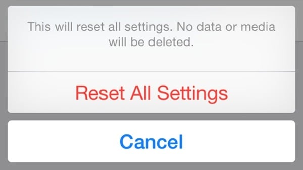 Reset All Settings option