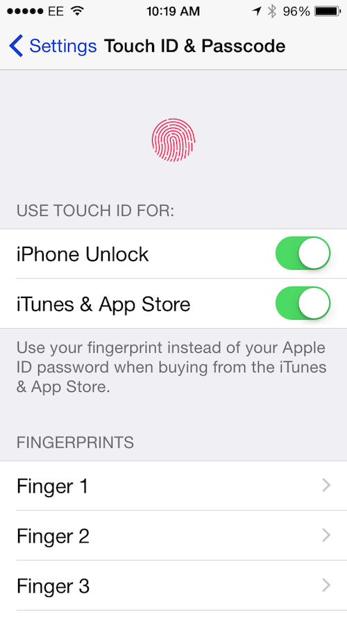 how to set up Touch ID