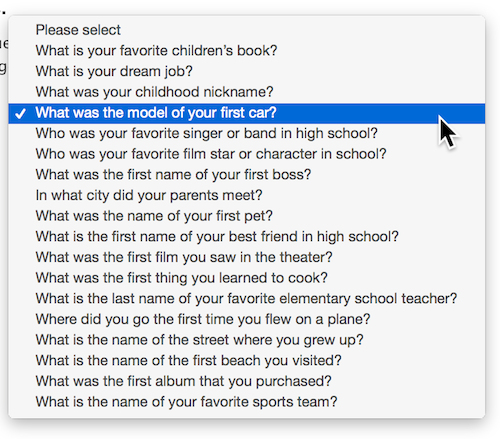 Security questions