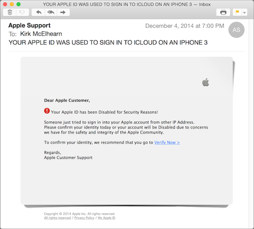 phishing email Apple iCloud