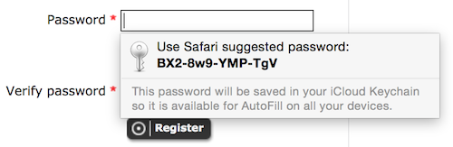 disable suggested password safari