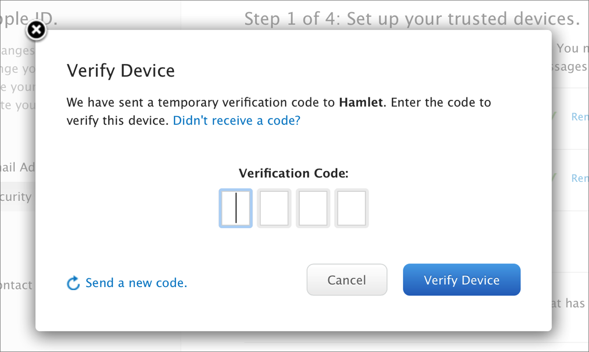 enter verification code to verify device