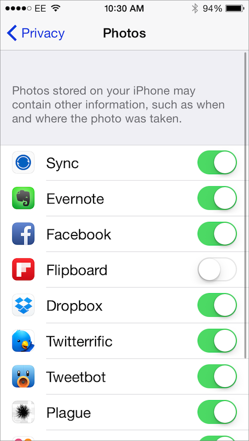 iPhone photos privacy