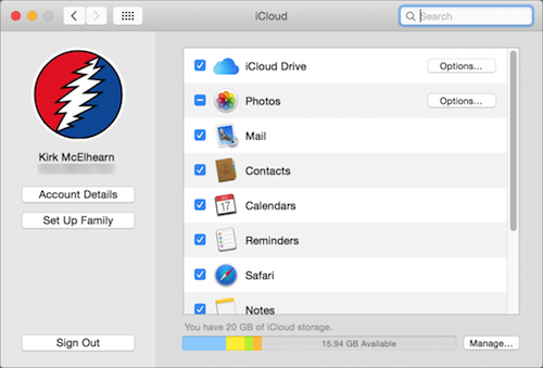 Photo of iCloud Preferences in OS X