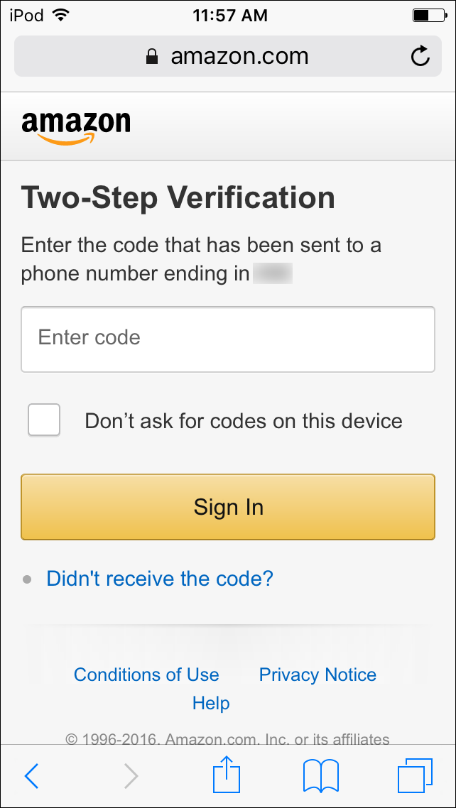 Two step verification