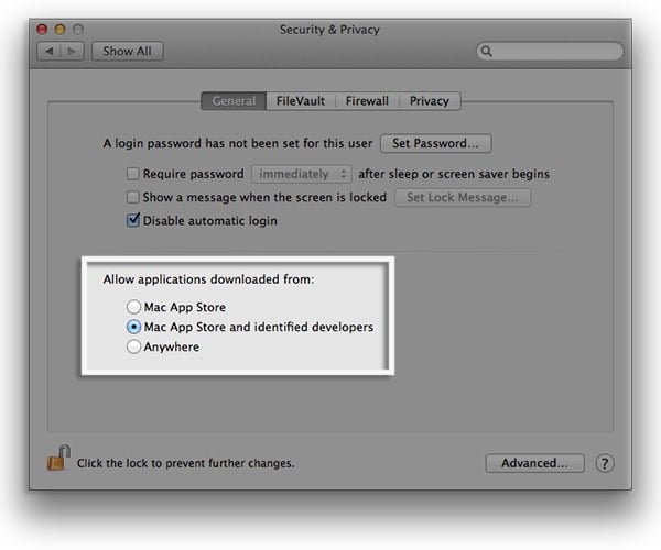 OS X Security & Privacy dialog