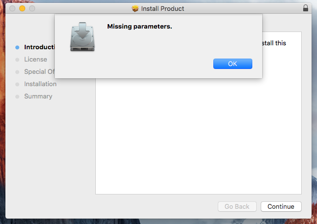 Installer Missing parameters
