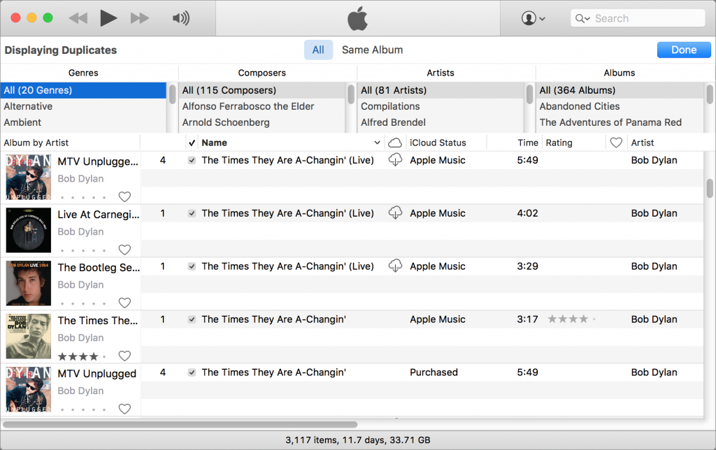 removing duplicate music files