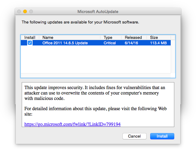 Office 2011 14.6.5 Update