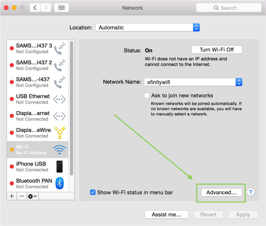 default mac wifi settings