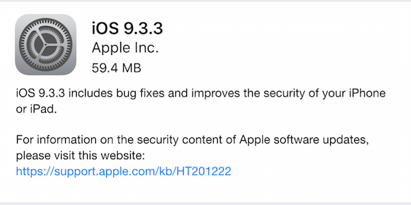 iOS 9.3.3 Security Update