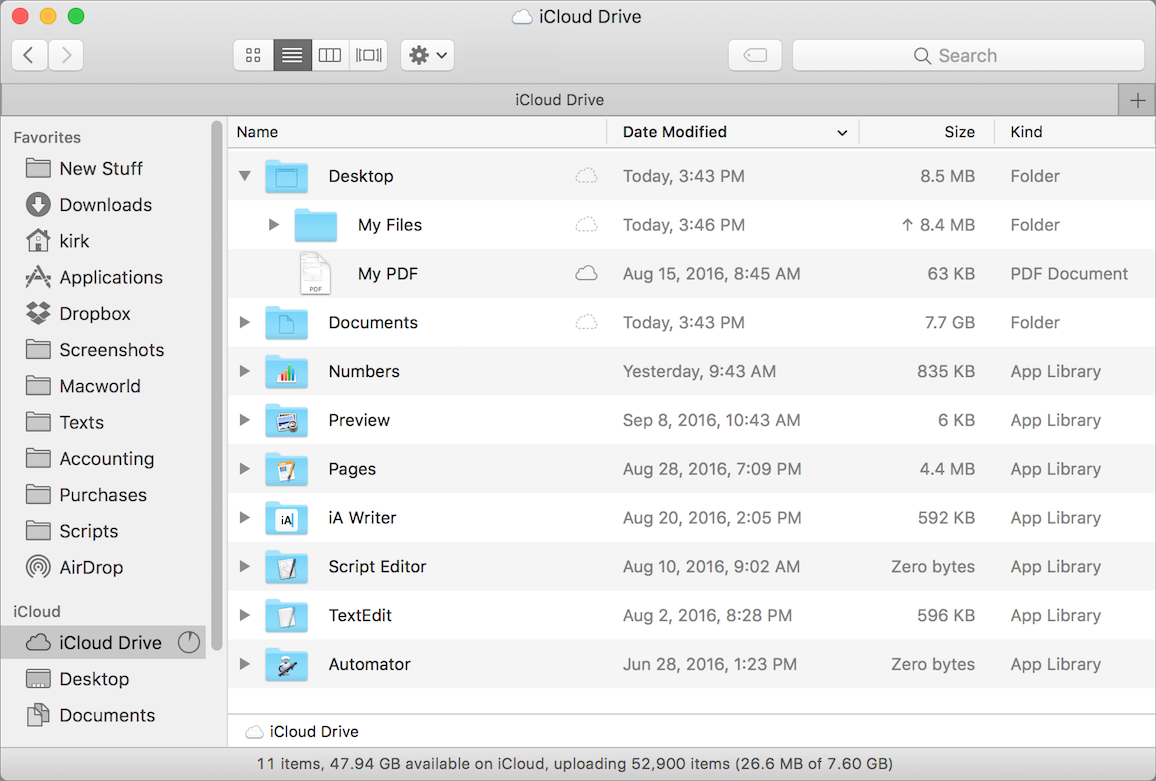 iCloud Drive Finder Sidebar