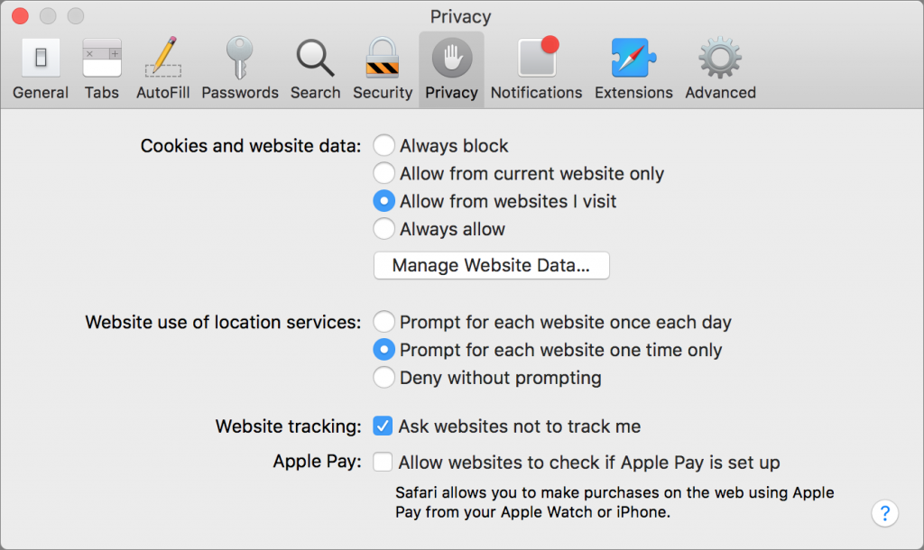 safari privacy settings