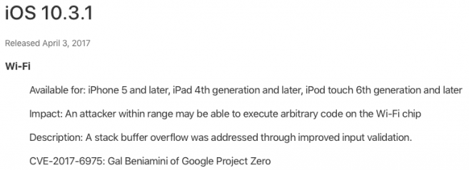 iOS 10.3.1 Security Update Fixes Wi-Fi Vulnerability - The Mac Security