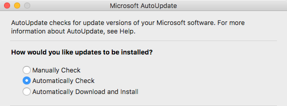 Automatically check for Office for Mac updates