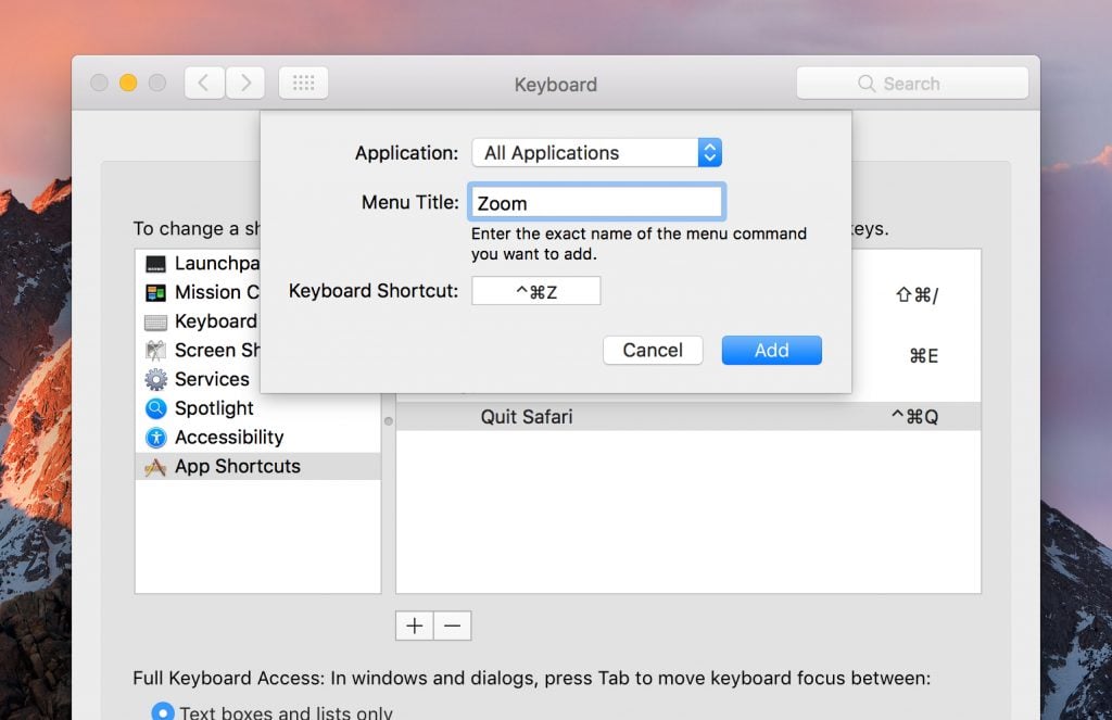 how to search in mac hot key