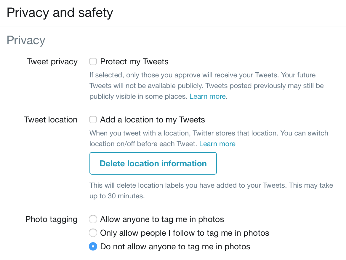 Twitter Privacy and safety
