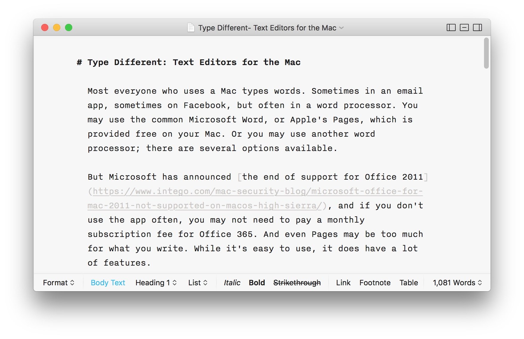 microsoft word processor for mac