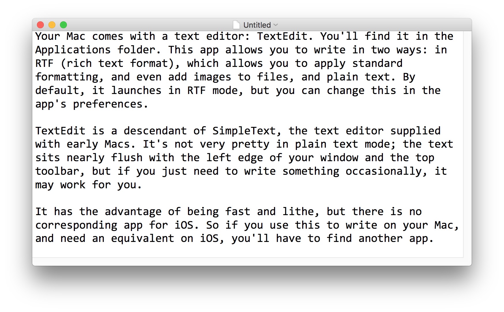 default text editor for mac