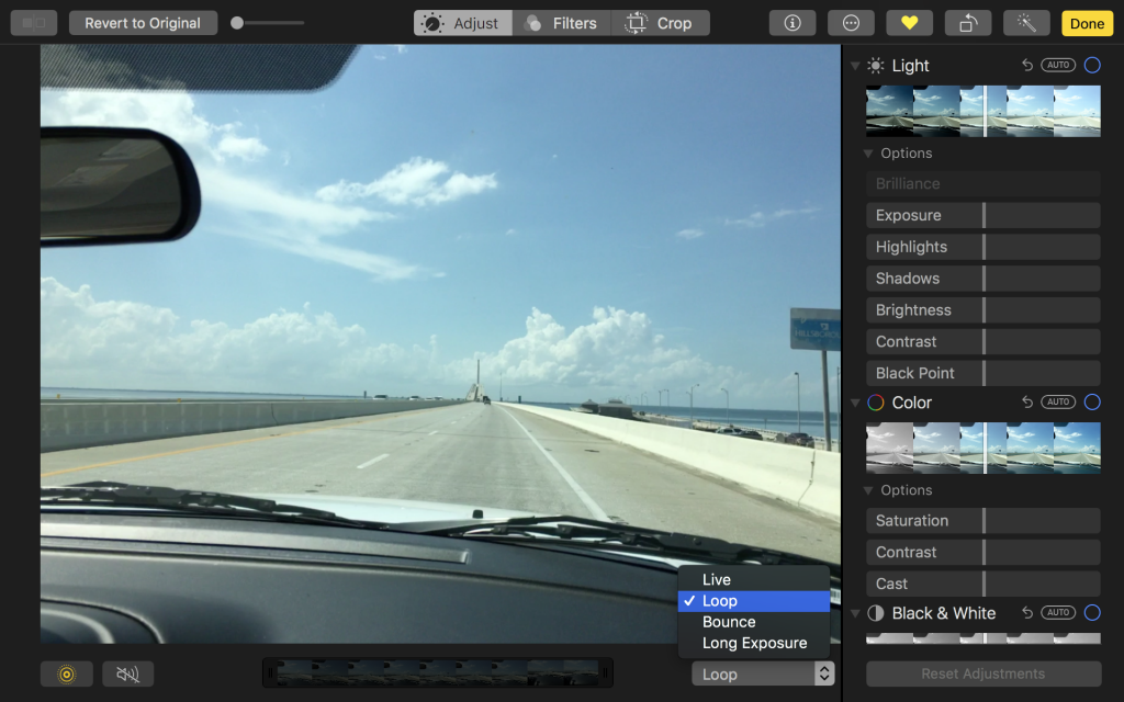 Loop repeats the video portion of the Live Photo