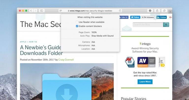 web browser settings safari