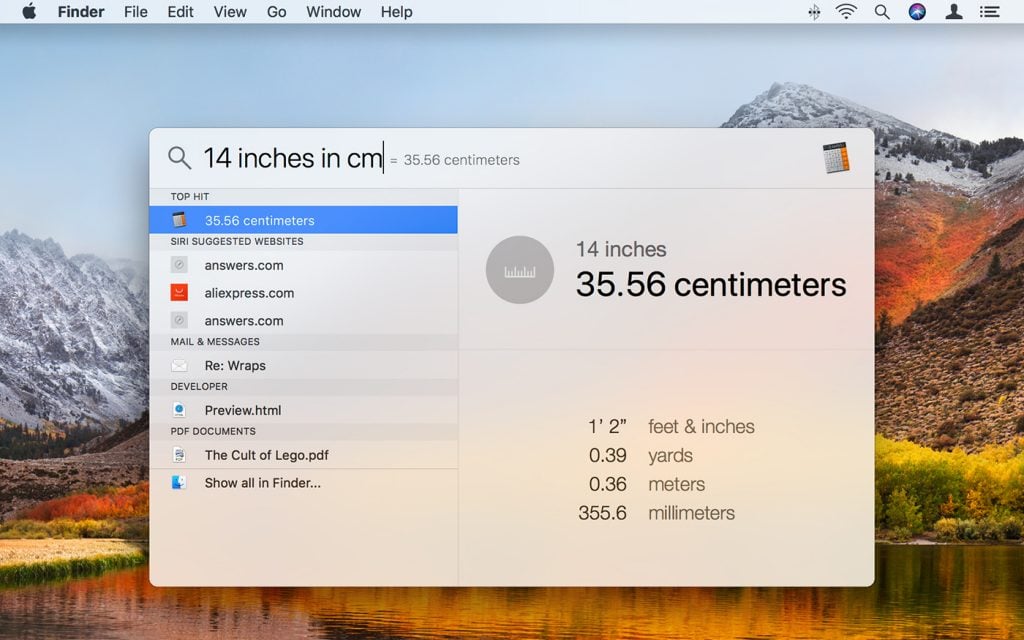 How to make calculations using Spotlight
