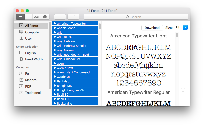 where to find fonts from fontbook on mac