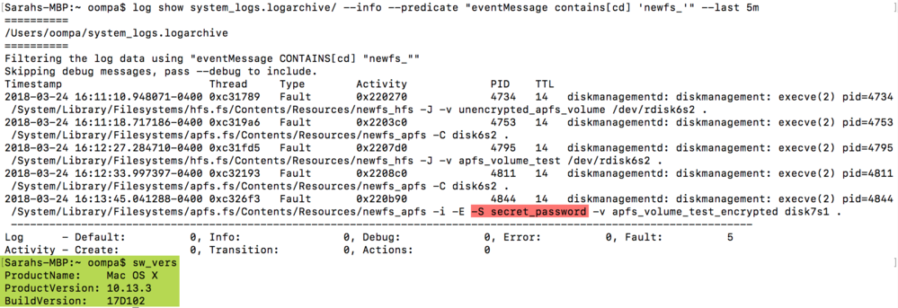 APFS passwords in plain text bug