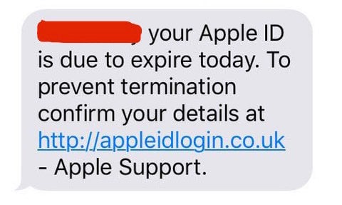 iPhone text message scam