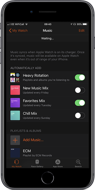 Music on Apple Watch Devices iPhone 8 Plus