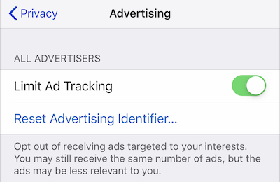 Advertising and Ad Tracking Settings in iOS