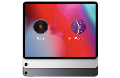 iPad with iOS 12 - switch between multiple users screen mockup