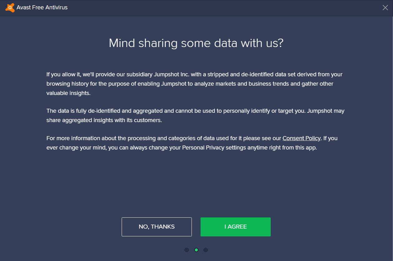 Avast screenshot: Mind sharing some data with us?