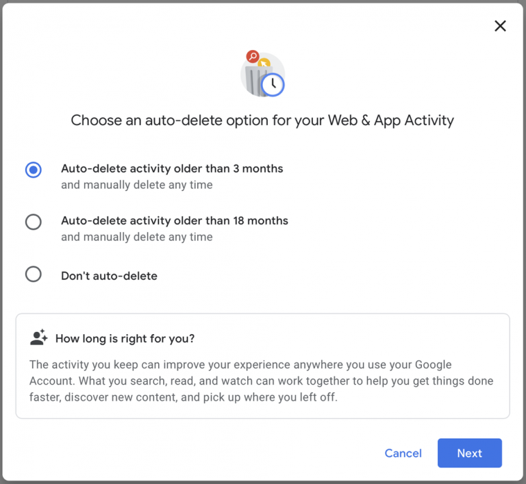 How to autodelete Google history every 3 months instead of 18 The
