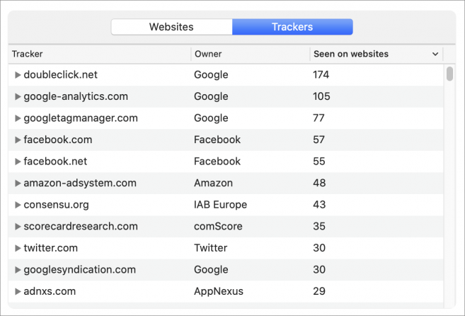 what does safari blocking trackers mean