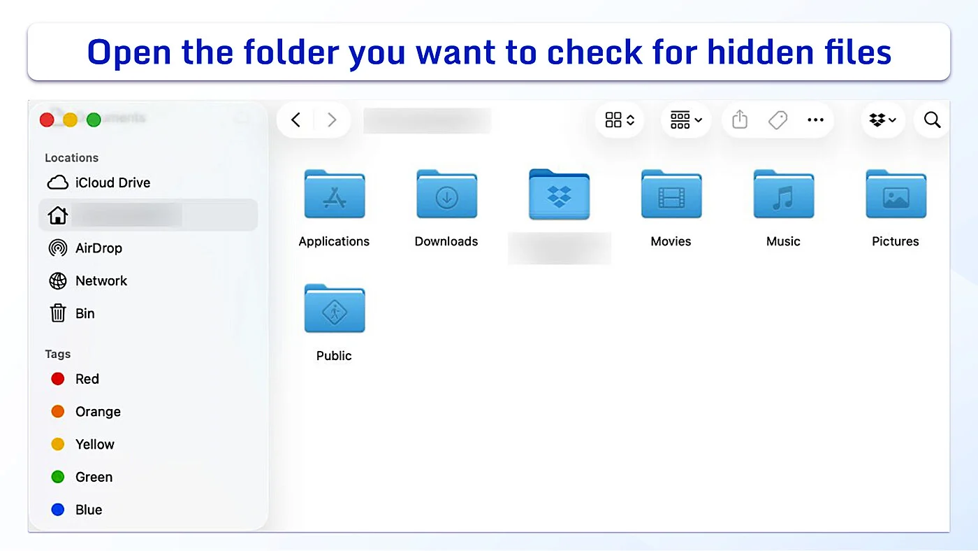 macOS Finder window displaying a user's home folder.