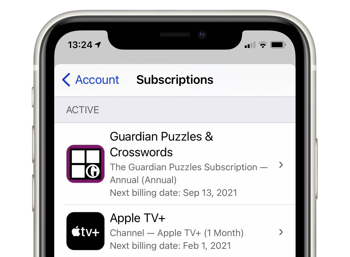 Subscription iphone manage 