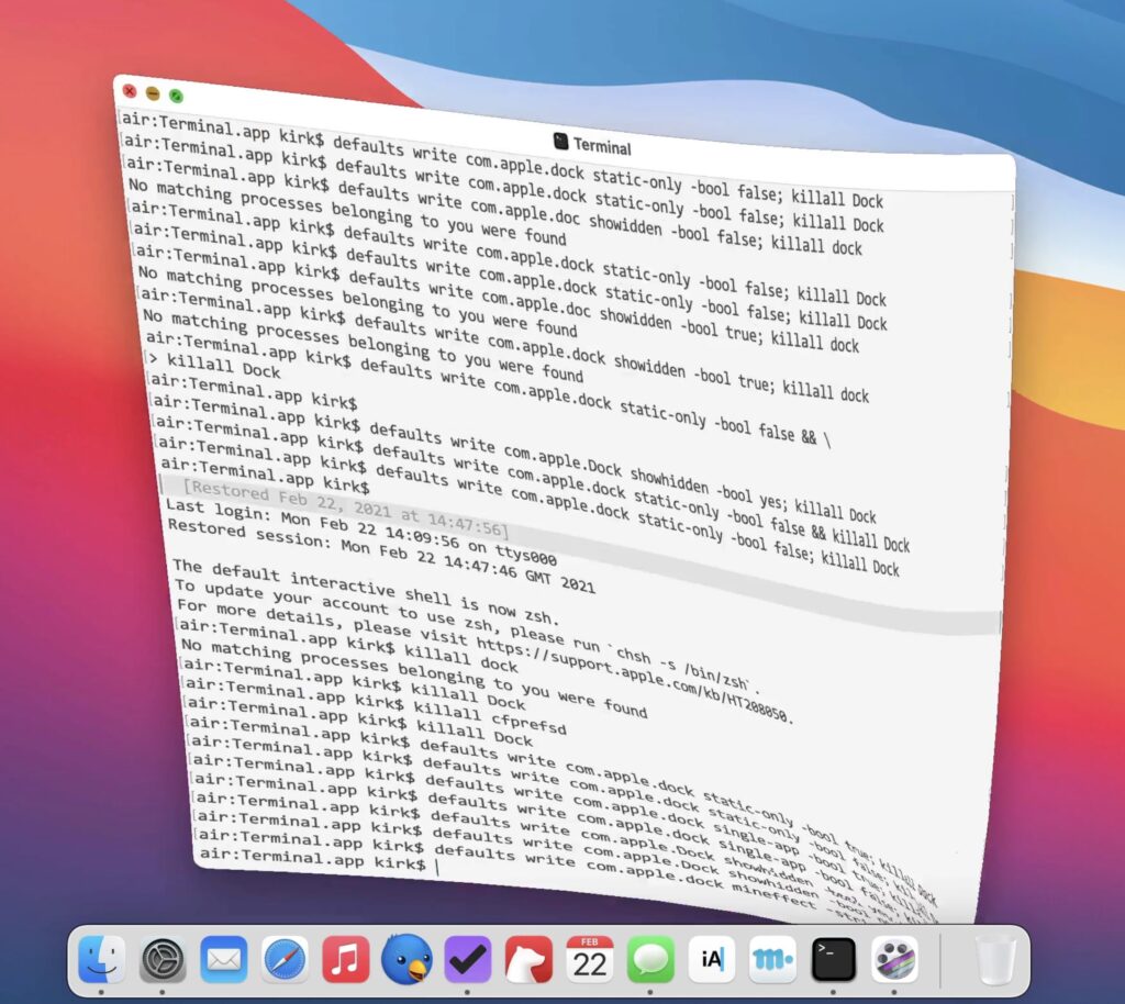 mac command tab not working no dock