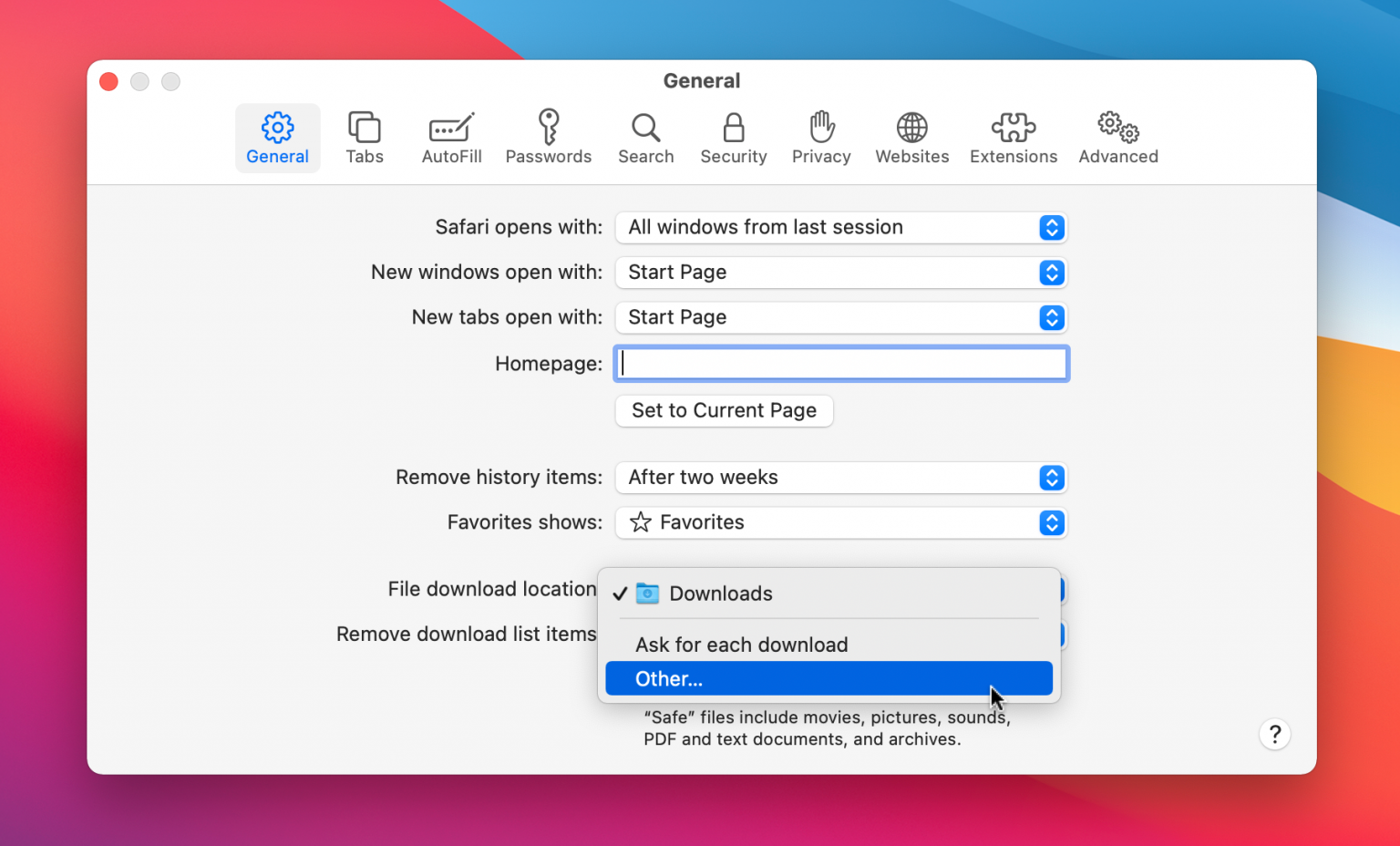 download safari homepage