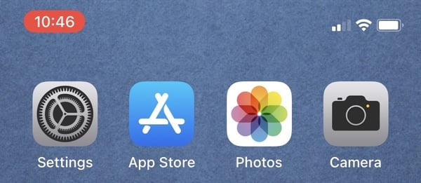 The screen recording stop button is in the top-left corner on a device without a Dynamic Island