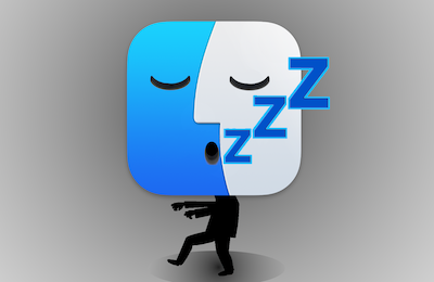 macOS Finder icon logo sleeping sleepwalking asleep sleep mode