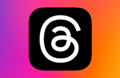 Threads app iOS icon logo with Instagram background colors