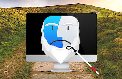 When should you retire your Apple Mac? Is yours unsafe to use? Old grumpy frowning iMac with beard, cane, and glasses